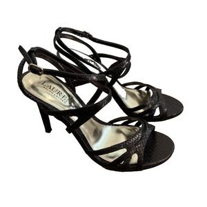 Lauren‎ Ralph Lauren Talulla High heels Leather shoes open toe buckle strap 7.5B